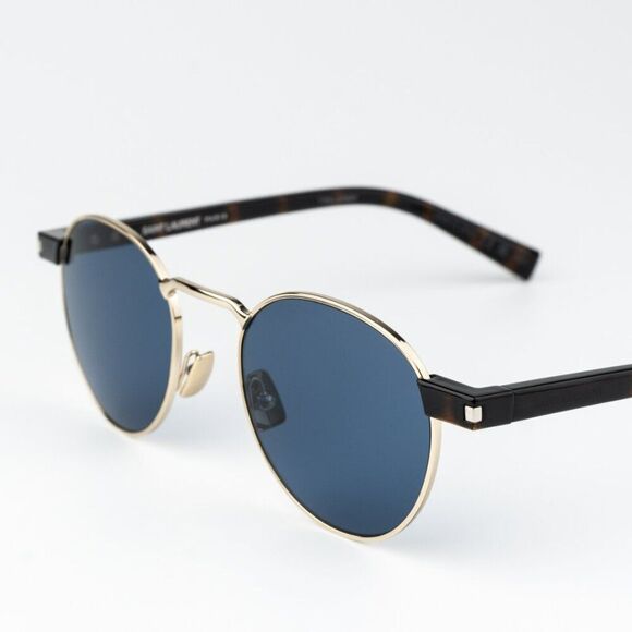 NEW Saint Laurent SL707 004 Gold Havana Blue Oval Unisex Sunglasses main image 7